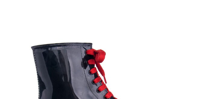Dámské černé boty s červenými tkaničkami Via Bellucci