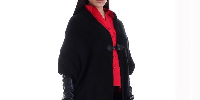 Dámský kašmírový černý svetrokabát s kapsami Caramella Fashion