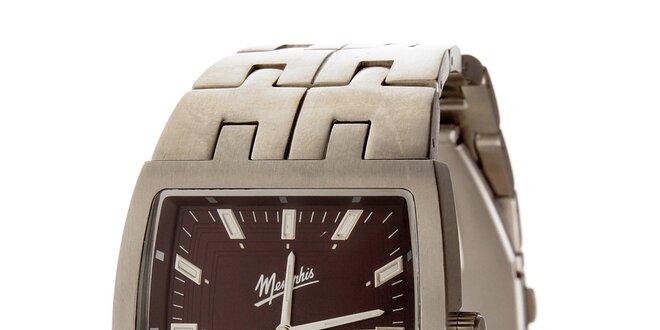 Ocelové hodinky Memphis s hnědým ciferníkem