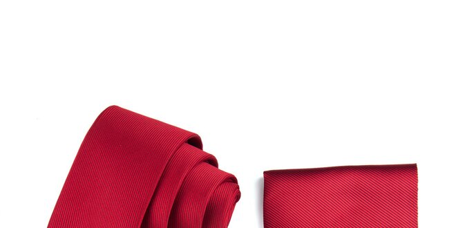 Pánská červená sada - kravata a kapesníček Giorgio di Mare