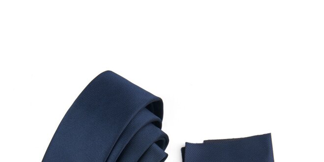 Pánská modrá sada - kravata a kapesníček Giorgio di Mare