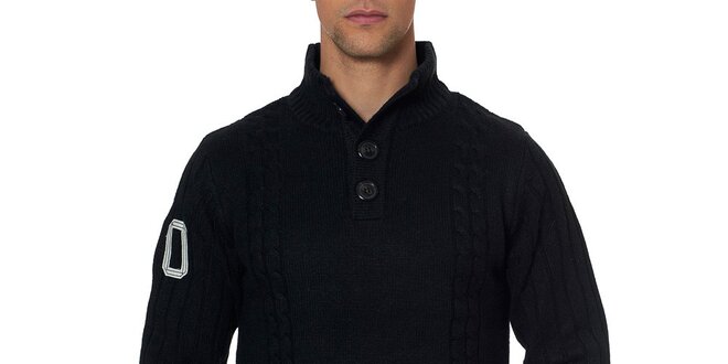 Pánský černý svetr s knoflíky Paul Stragas