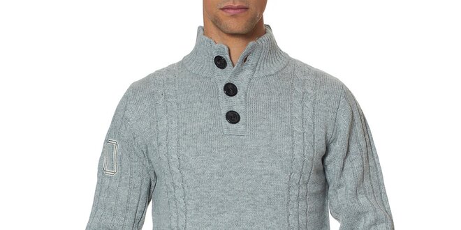 Pánský šedý svetr s knoflíky Paul Stragas
