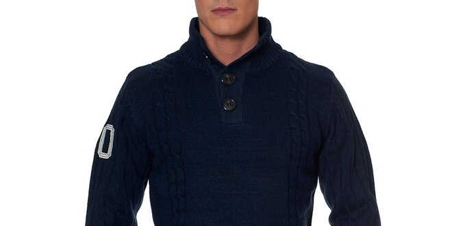 Pánský tmavě modrý svetr s knoflíky Paul Stragas