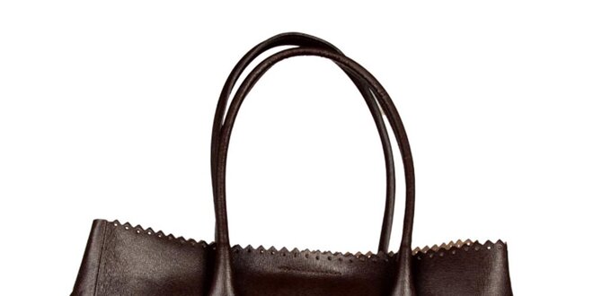 Dámská tmavě hnědá kabelka s ozdobným lemem Made in Italia