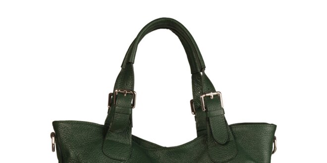 Dámská kožená zelená kabelka Made in Italia