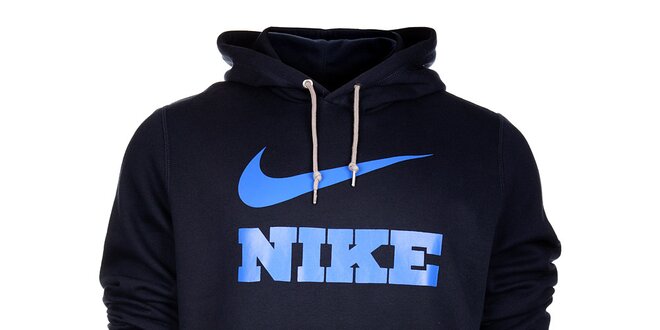 Pánská tmavě modrá mikina Nike s kapucí a modrým logem