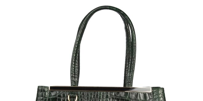 Dámská zelená kabelka se zlatou lištou Made in Italia