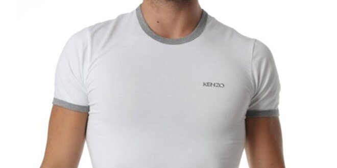 Pánské bílé tričko s šedými lemy Kenzo