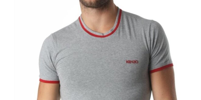 Pánské šedé tričko s červenými prvky Kenzo