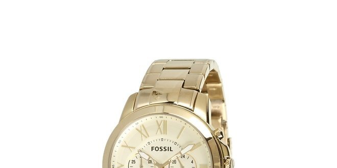Zlaté hodinky s chronografem Fossil