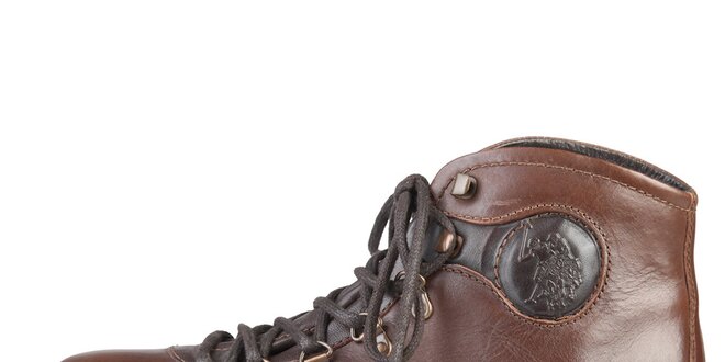 Pánské hnědé kotníčkové kožené boty U.S. Polo