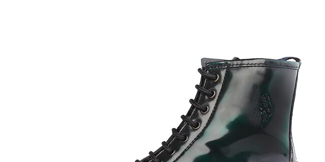 Pánské tmavě zelené lakované šněrovací boty U.S. Polo