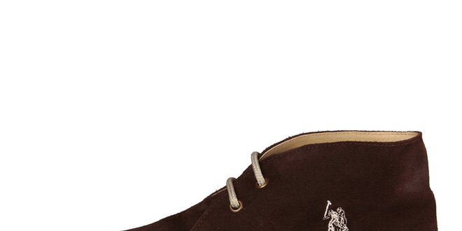 Pánské tmavě hnědé kotníčkové semišové boty U.S. Polo