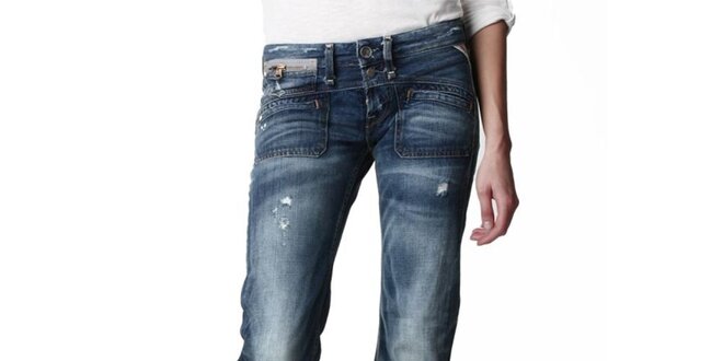 Dámské tmavě modré džíny s vyšisovanými koleny Replay