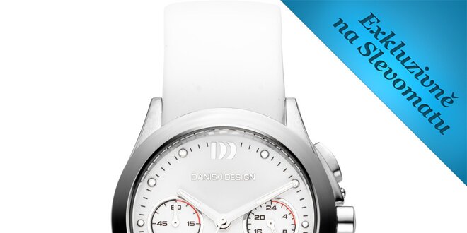 Dámské bílé hodinky s ocelovým pouzdrem Danish Design