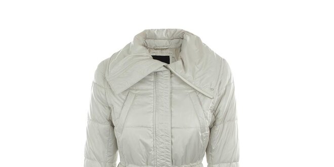 Dámský bílo-šedý šusťákový kabát s límcem Compan&Co