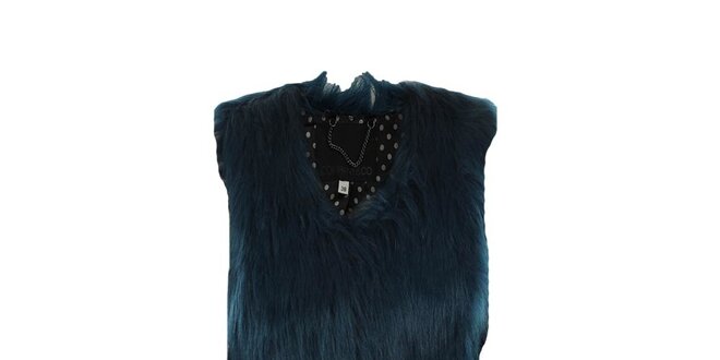Dámská temně modrá kožíšková vesta Company&Co
