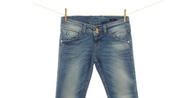 Dámské modré džíny místy vyšisované Fuga