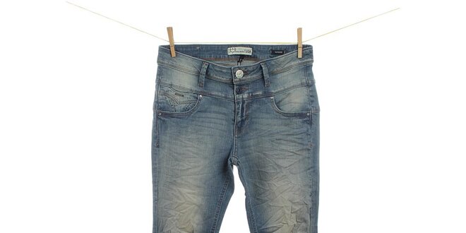 Dámské modré džíny s vyšisovanými koleny Fuga