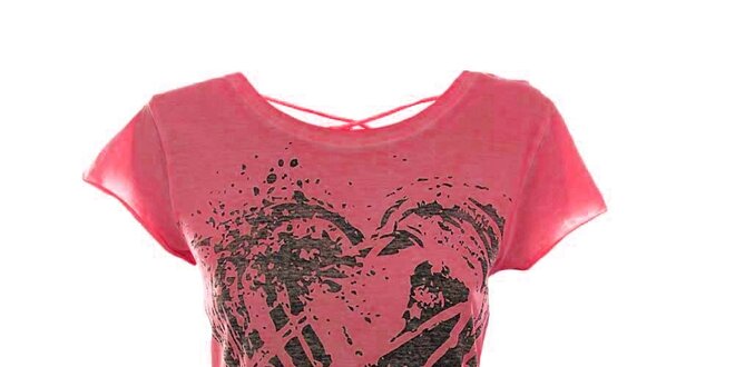 Dámské tmavě růžové tričko se šněrováním na zádech Fuga