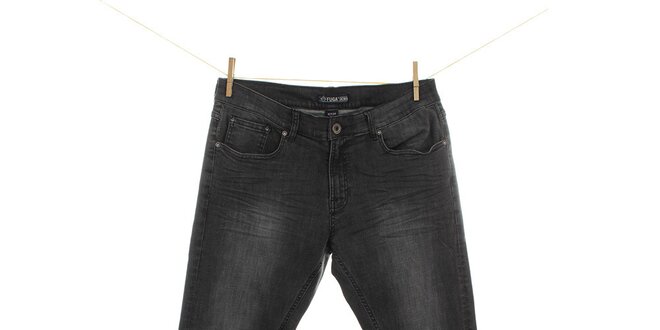 Pánské černé džíny s mírným šisováním Fuga