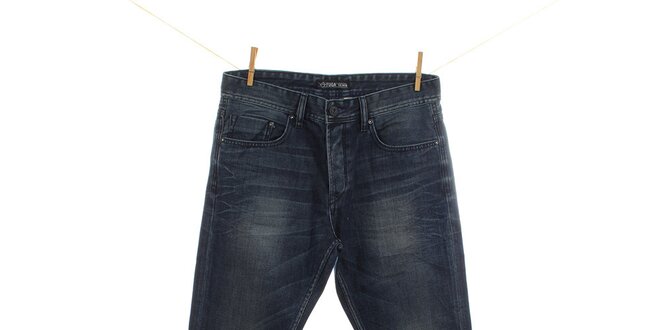 Pánské modré džíny s jemným šisováním Fuga