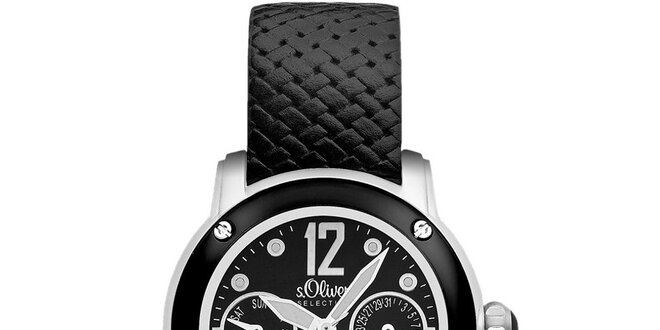 Dámské černé hodinky s multifunkčním ciferníkem s.Oliver