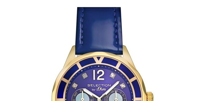 Dámské hodinky s datumovkou a modrým páskem s.Oliver