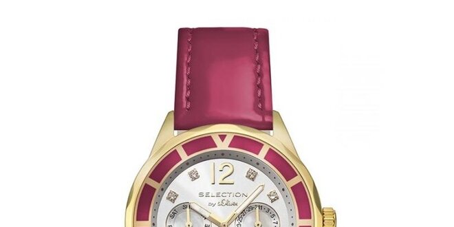 Dámské hodinky s datumovkou a červeným páskem s.Oliver