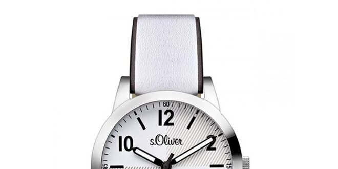 Dámské světlé analogové hodinky s koženým páskem s.Oliver