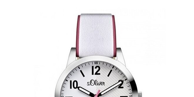 Dámské světlé analogové hodinky s barevnou vteřinovkou s.Oliver