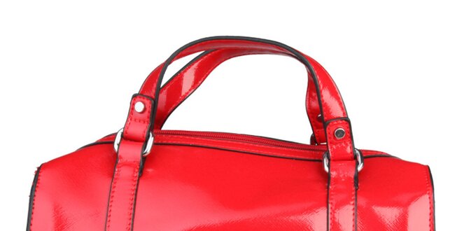 Dámská červená lakovaná kabelka s černými lemy Benetton