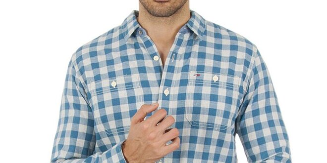 Pánská károvaná modrá košile Tommy Hilfiger