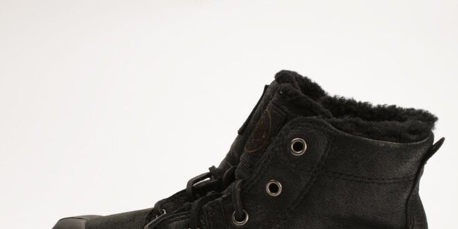 Dámské černé kožené boty s kožíškem Palladium