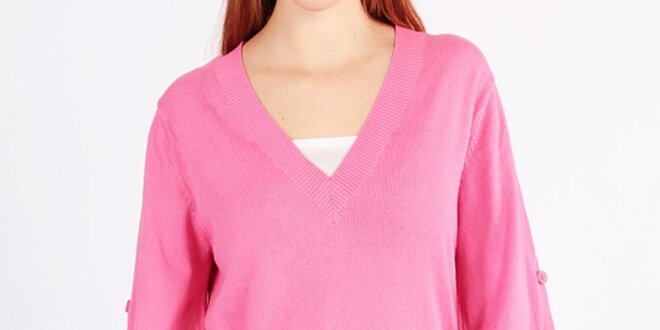 Dámský dlouhý volný růžový svetr Emma Pernelle