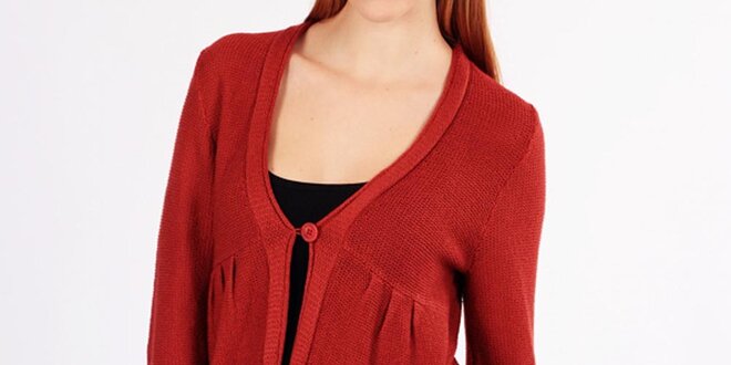 Dámský cihlově červený svetr s knoflíkem Emma Pernelle