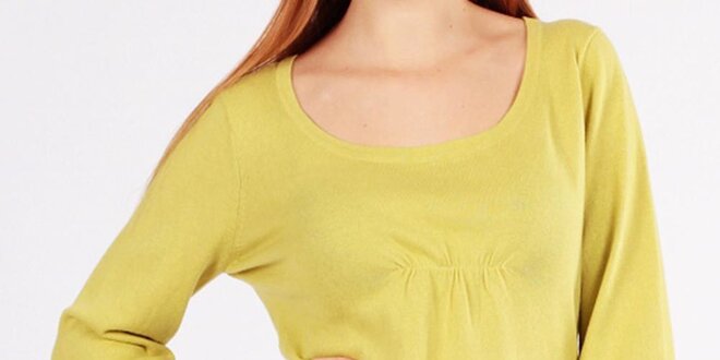 Dámský žlutozelený svetřík s tříčtvrtečními rukávy Emma Pernelle