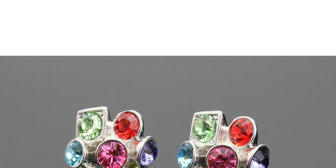 Dámské stříbrné náušnice s barevnými krystalky Swarovski