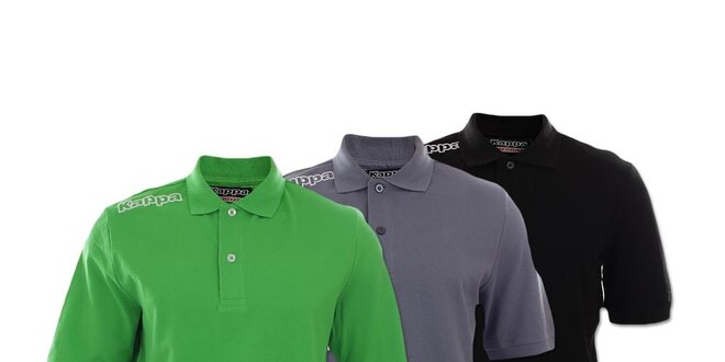 Set tří pánských polo triček Kappa - černé, šedé a zelené