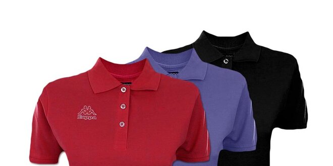 Set tří dámských polo triček Kappa - černé, fialové, červené
