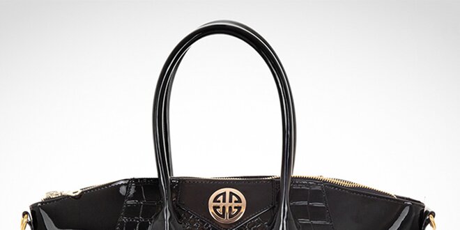 Dámská lesklá černá kabelka s motivem hadí kůže Felice