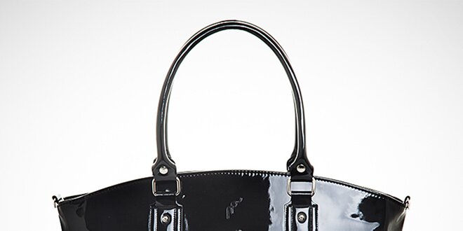 Dámská lesklá černá kabelka s vnější kapsičkou Felice