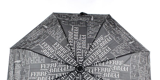 Dámský černý vystřelovací deštník s logem Ferré Milano