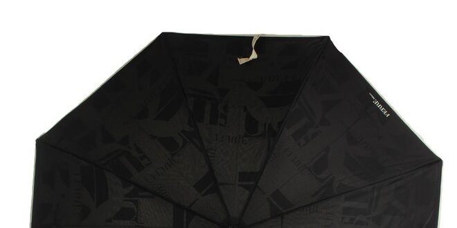 Dámský černý deštník se smetanovou rukojetí a vzorovaným vnitřkem Ferré Milano