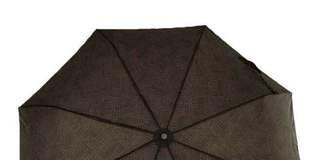 Pánský šedohnědý vystřelovací deštník s černým logem Ferré Milano