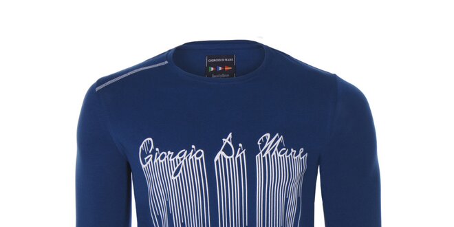 Pánské modré tričko s dlouhým rukávem Giorgio di Mare