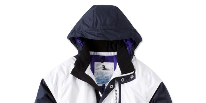 Pánská zimní bílo-modrá bunda s kapucí Brunotti