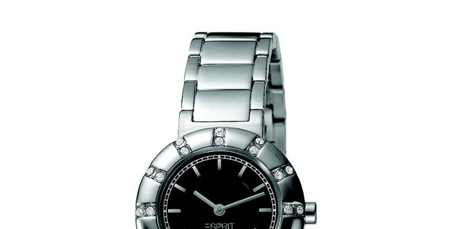 Dámské ocelové hodinky s kulatým pouzdrem s kamínky Esprit