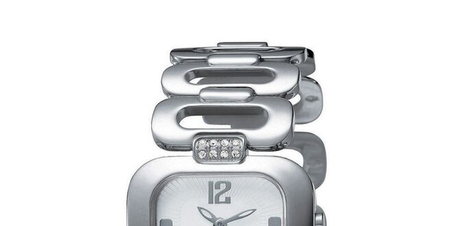 Dámské stříbrně tónované hodinky s perforovaným náramkem Esprit